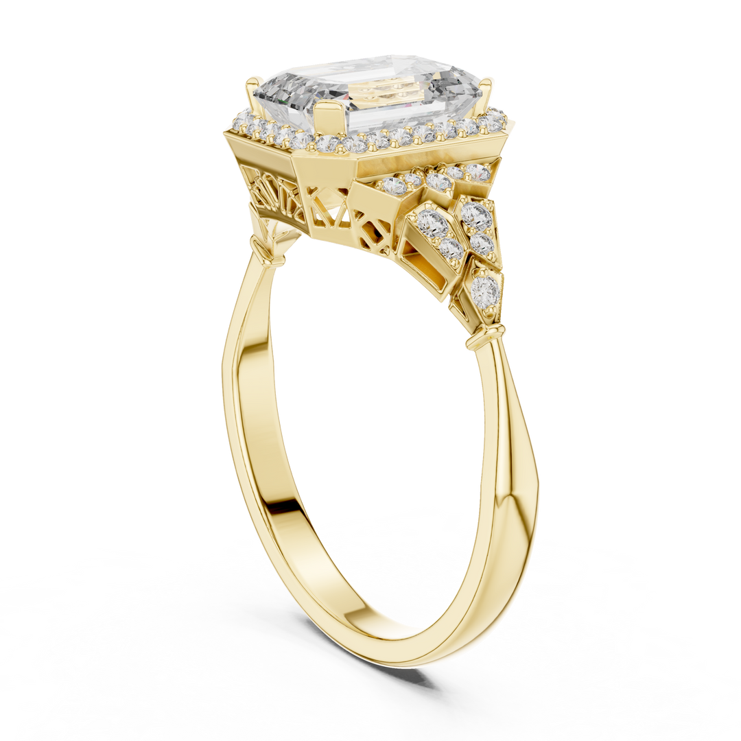 Heirloom Emerald Pavé lab grown diamond ring