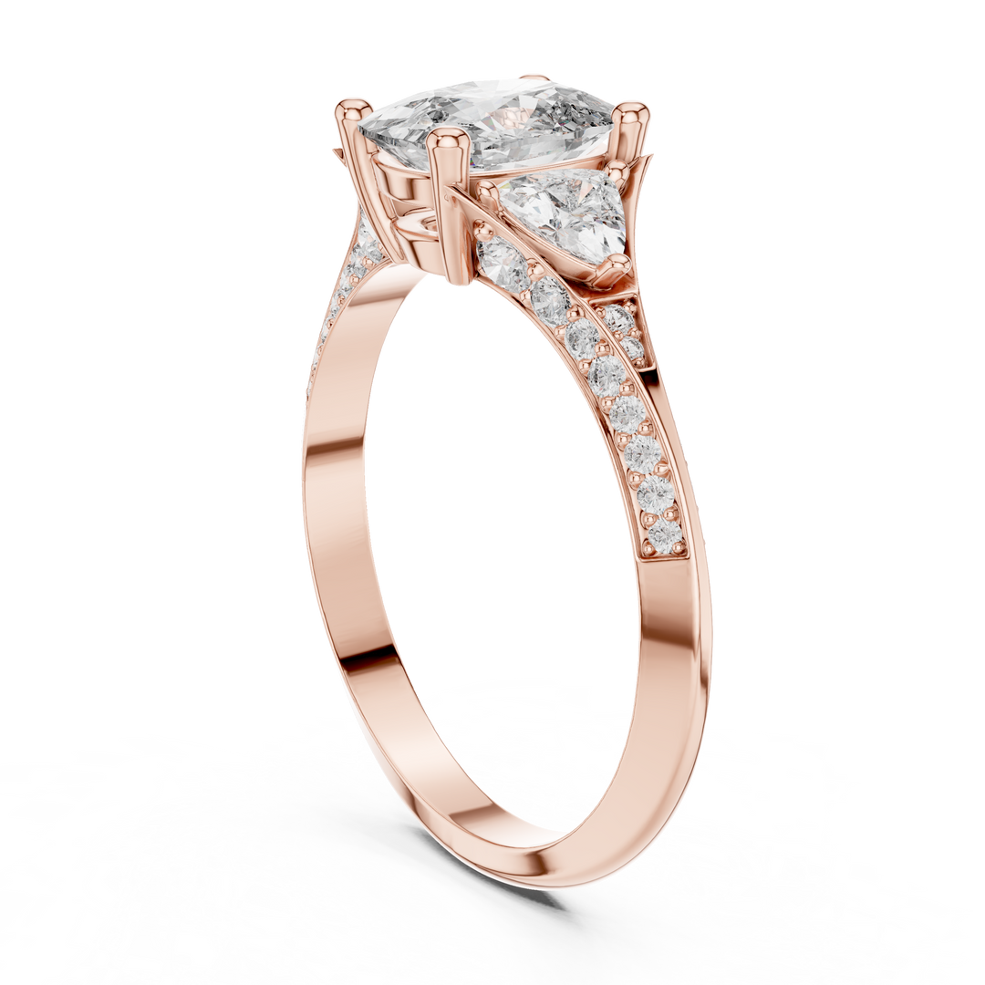 Tapered Pear Accent lab grown diamond ring