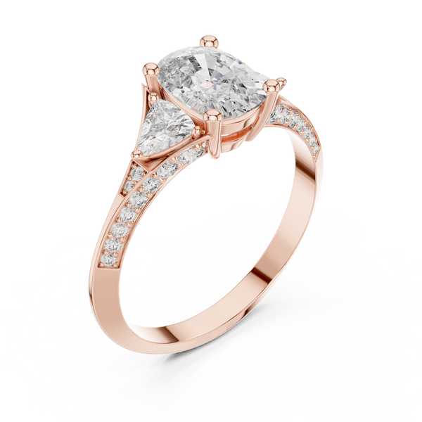 Tapered Pear Accent lab grown diamond ring