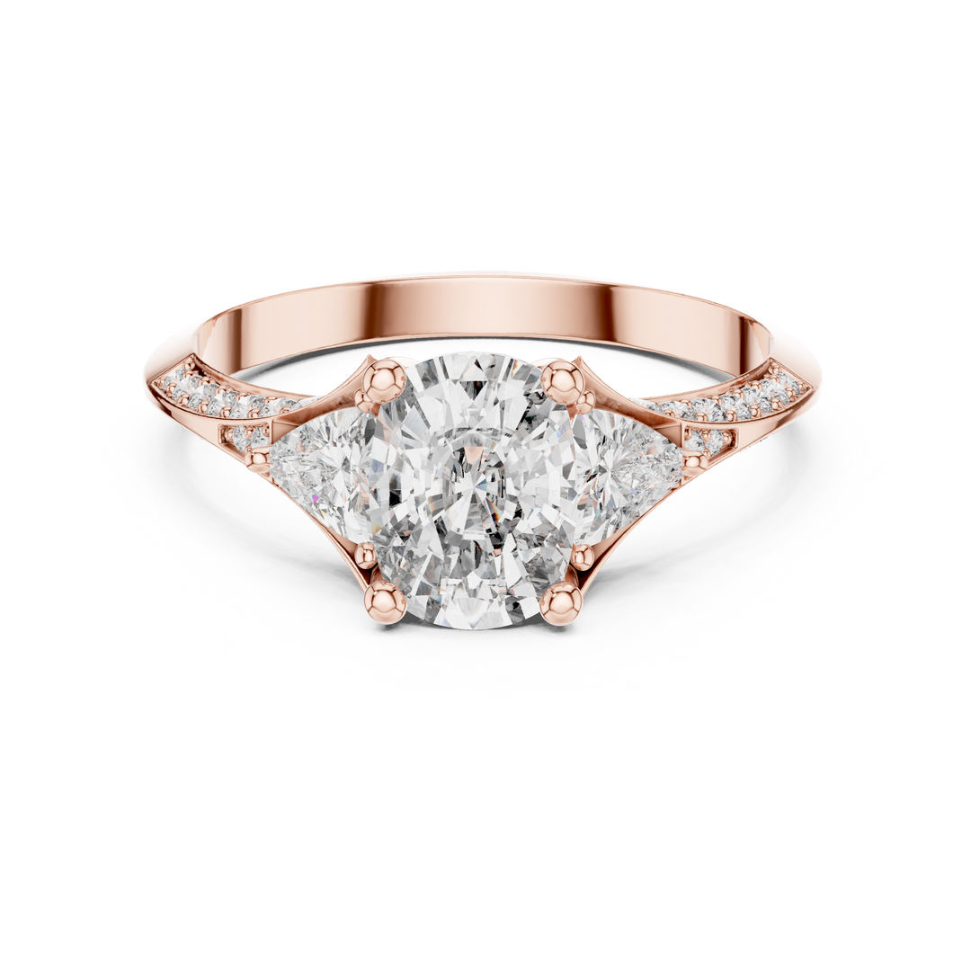 Tapered Pear Accent lab grown diamond ring