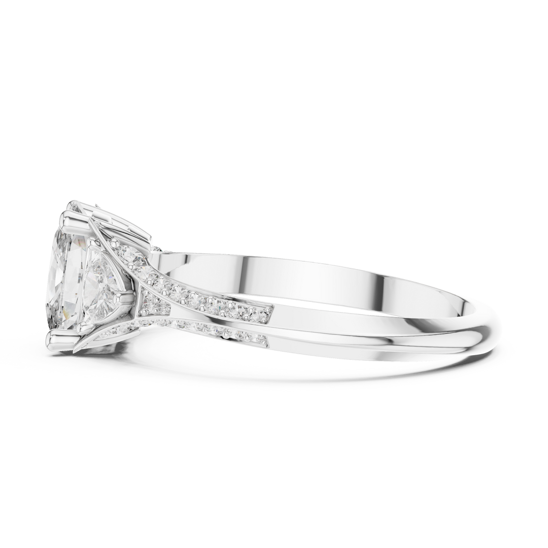 Tapered Pear Accent lab grown diamond ring