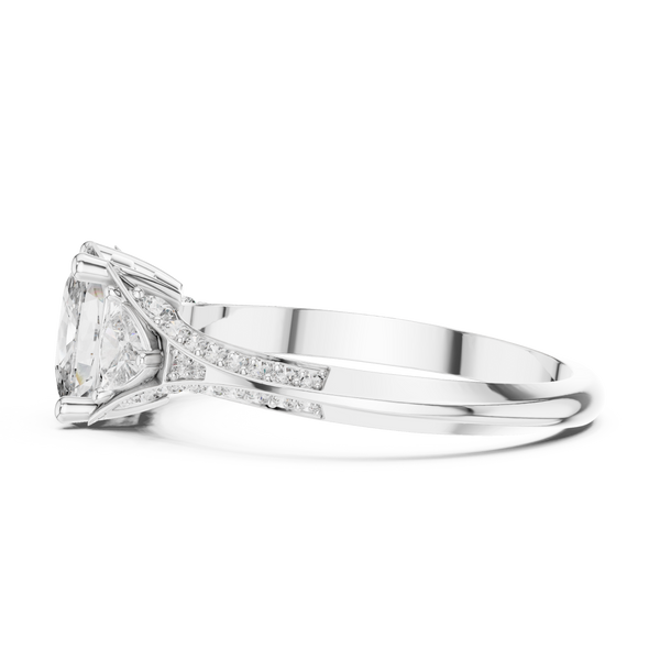 Tapered Pear Accent lab grown diamond ring