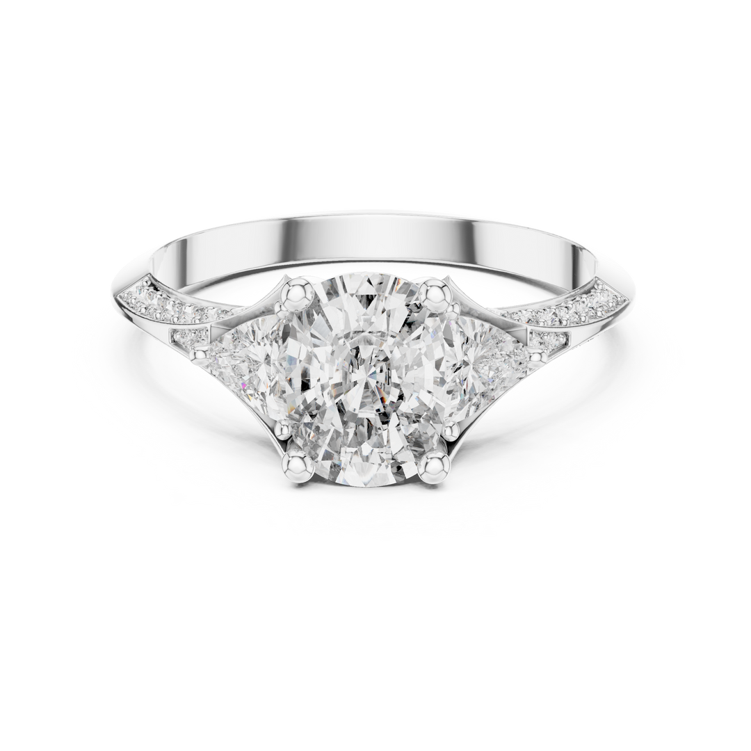 Tapered Pear Accent lab grown diamond ring