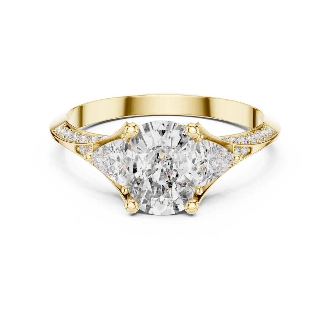 Tapered Pear Accent lab grown diamond ring