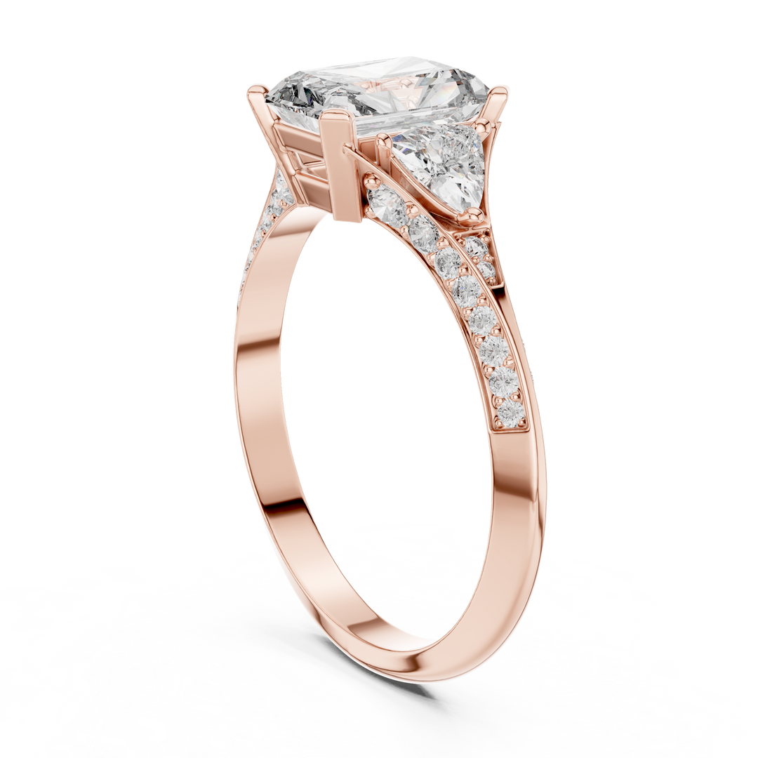Radiant Wing lab grown diamond ring