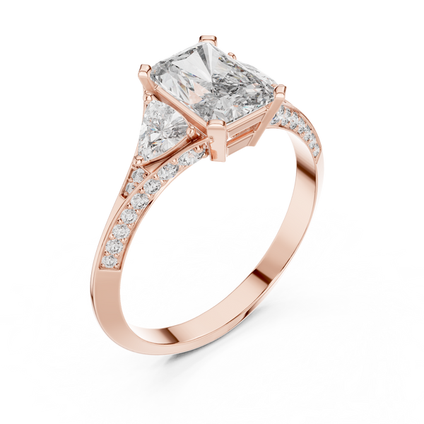 Radiant Wing lab grown diamond ring