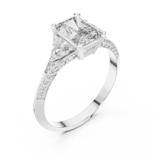 Radiant Wing lab grown diamond ring