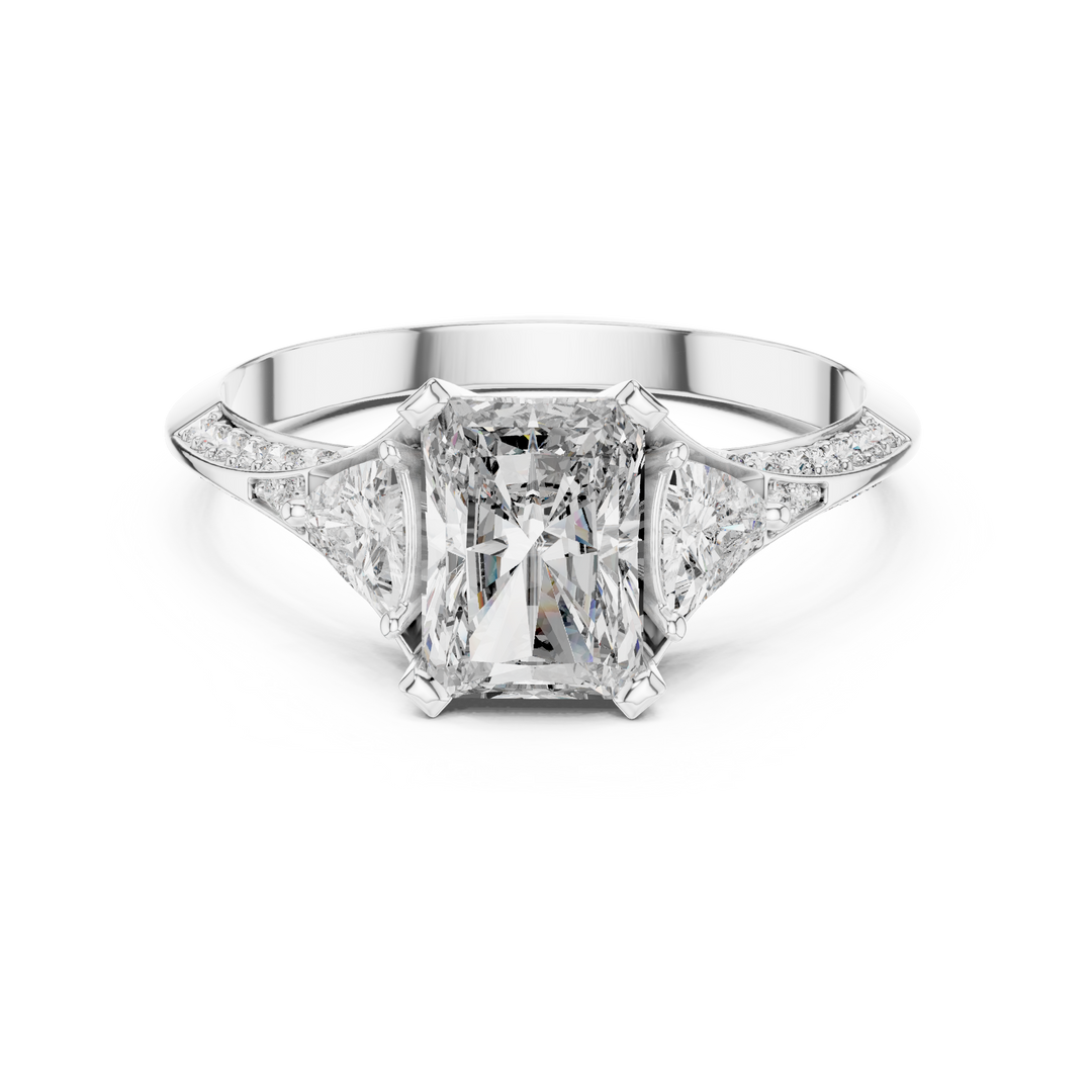Radiant Wing lab grown diamond ring