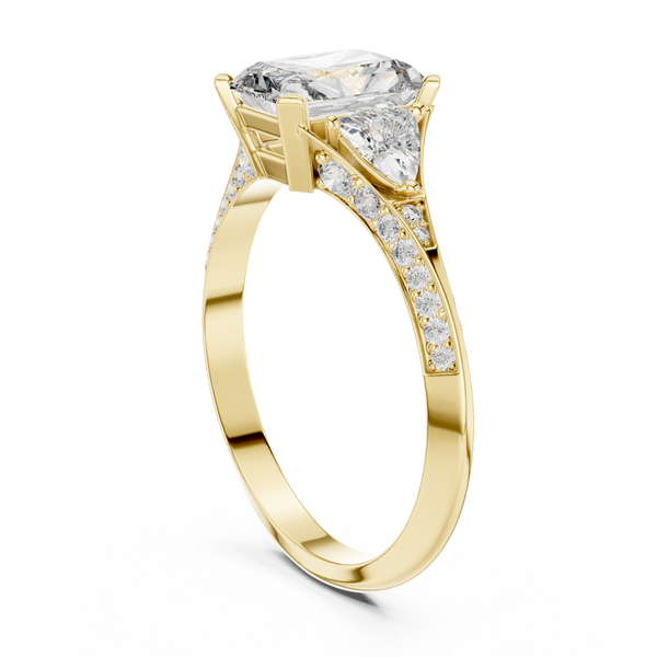 Radiant Wing lab grown diamond ring