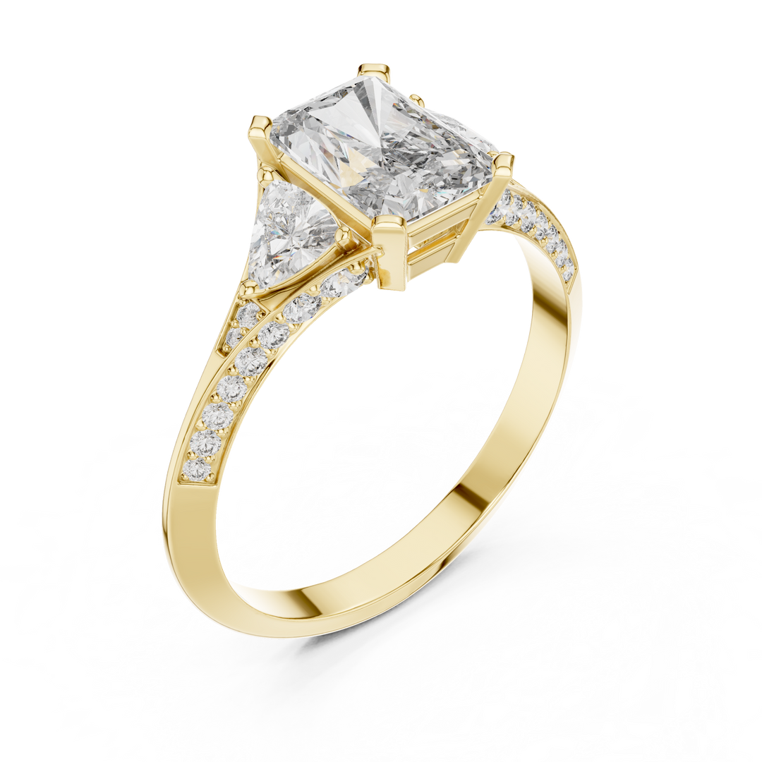 Radiant Wing lab grown diamond ring