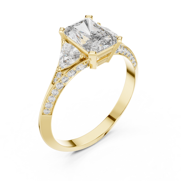 Radiant Wing lab grown diamond ring