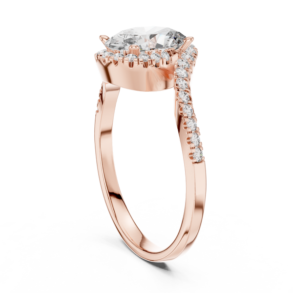 Oval S‑Curve Halo lab grown diamond ring