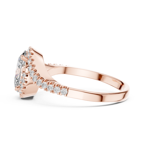 Oval S‑Curve Halo lab grown diamond ring