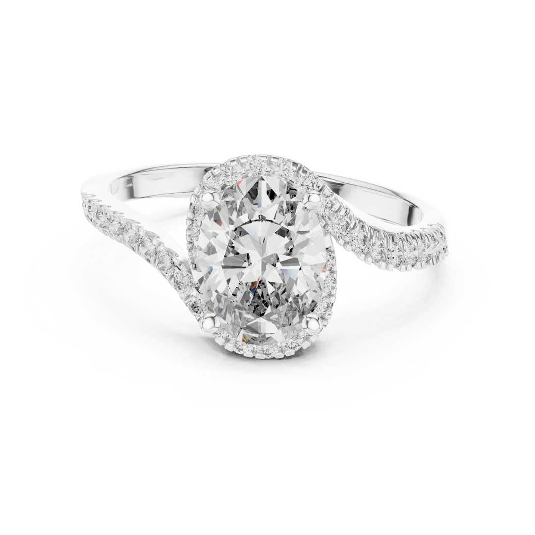 Oval S‑Curve Halo lab grown diamond ring