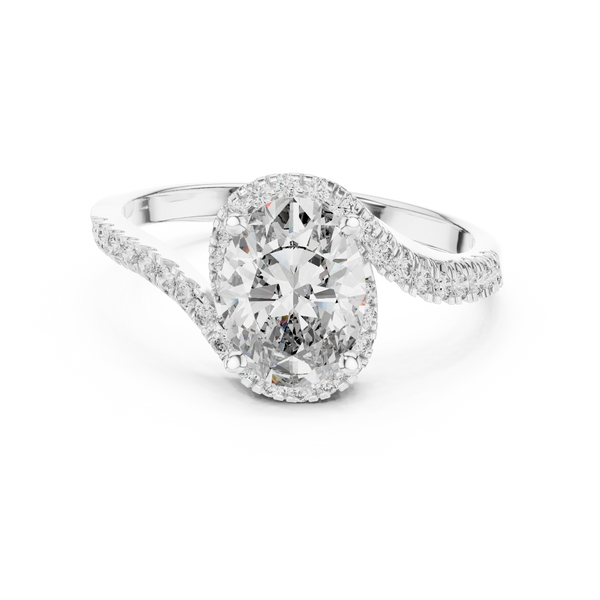 Oval S‑Curve Halo lab grown diamond ring