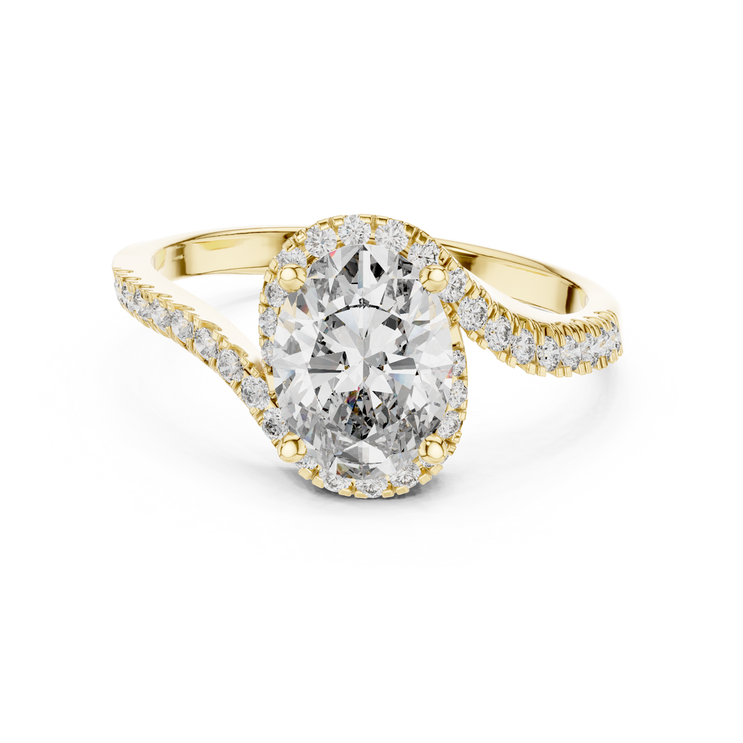 Oval S‑Curve Halo lab grown diamond ring