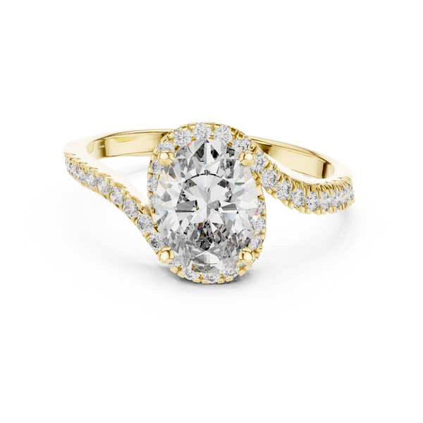Oval S‑Curve Halo lab grown diamond ring