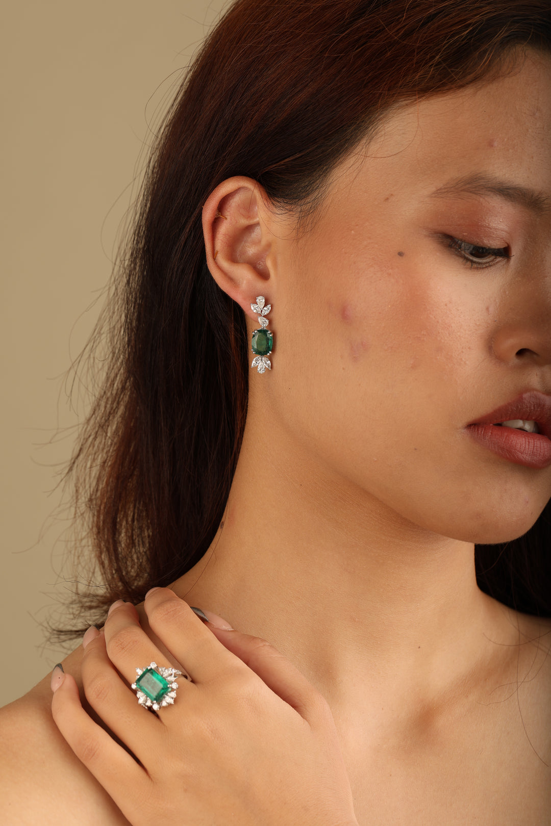 Emerald Cascade Drops Earrings