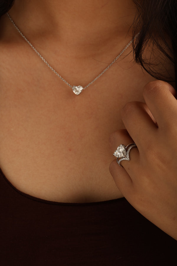 Classic Heart Shape lab grown diamonds ring