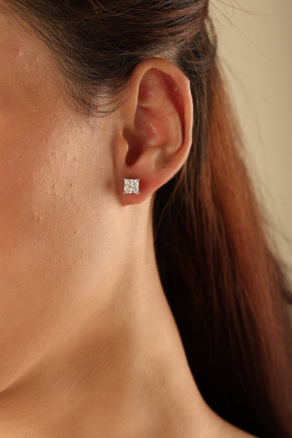 Regalia Princess Cut Stud Earrings