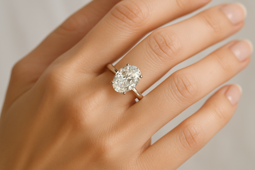 2CT OVAL CUT DIAMOND RING ON HAND