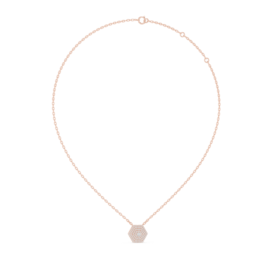 Radiant Hexagon Round Diamond Necklace