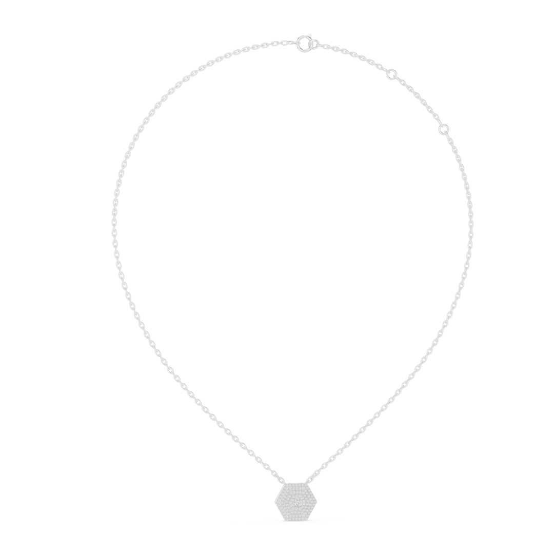 Radiant Hexagon Round Diamond Necklace