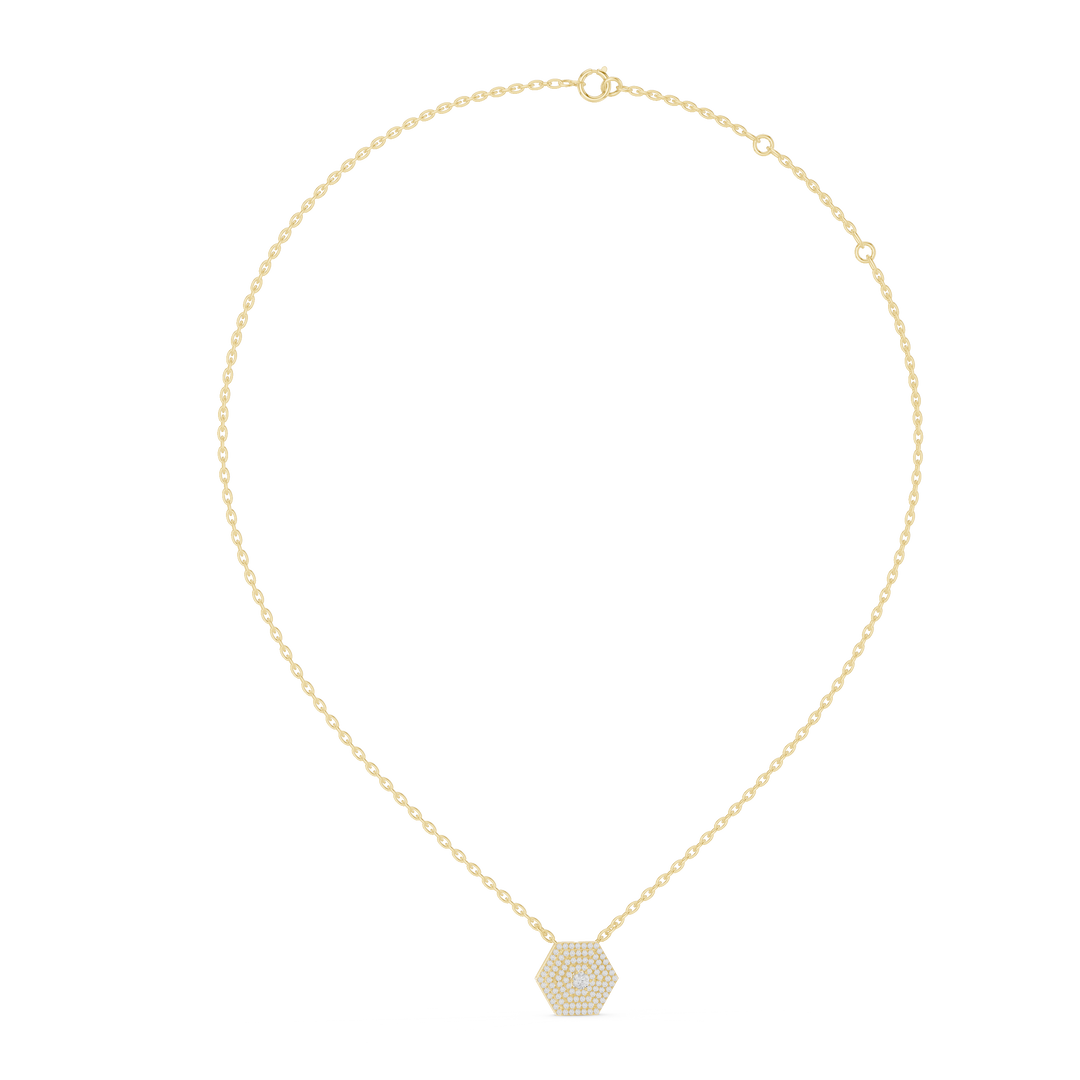Radiant Hexagon Round Diamond Necklace