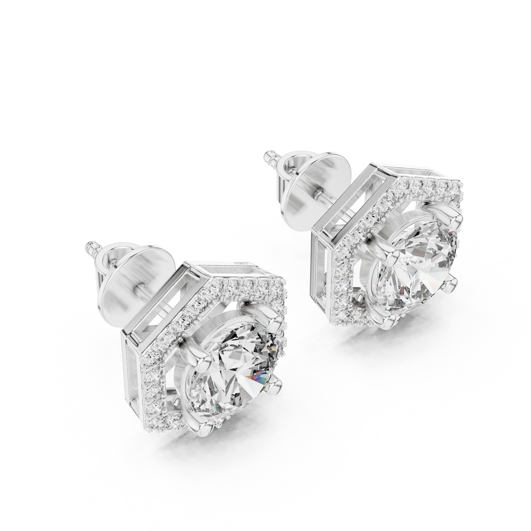 Hexa Halo Solitaire Studs