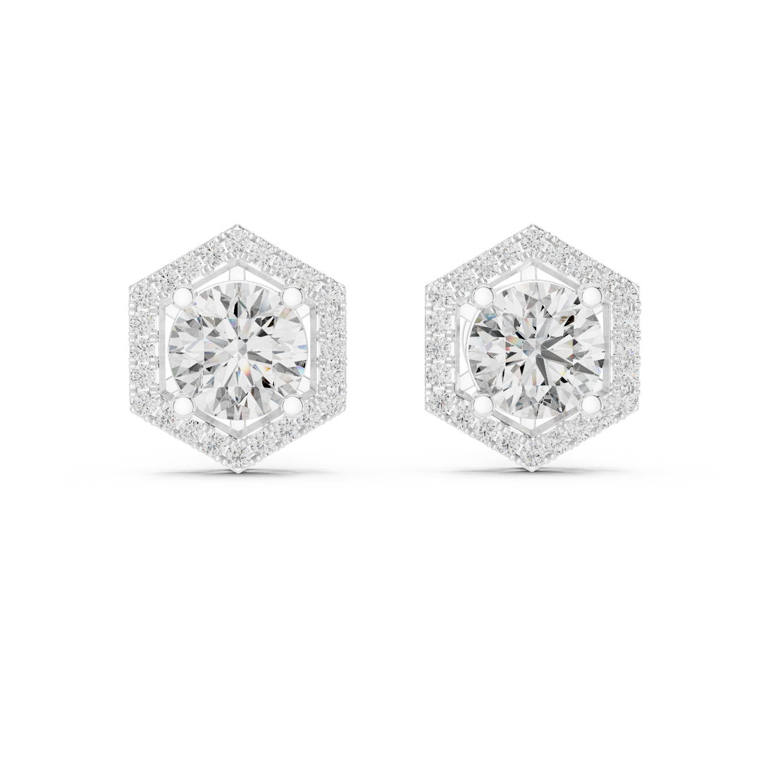 Hexa Halo Solitaire Studs