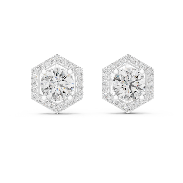 Hexa Halo Solitaire Studs
