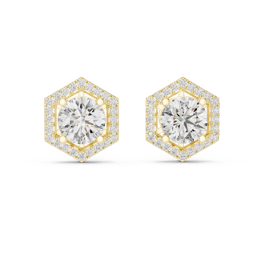 Hexa Halo Solitaire Studs