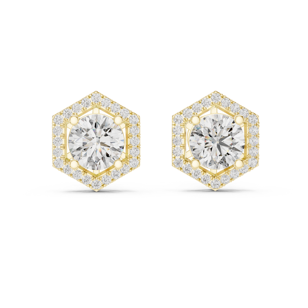 Hexa Halo Solitaire Studs