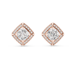 Load image into Gallery viewer, Diamond Cushion Halo Solitaire Studs

