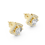 Load image into Gallery viewer, Diamond Cushion Halo Solitaire Studs
