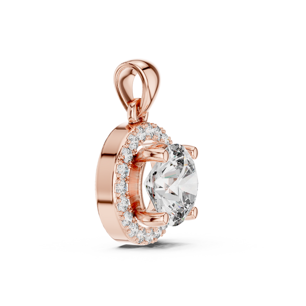 Halo Radiance Round Solitaire Diamond Necklace