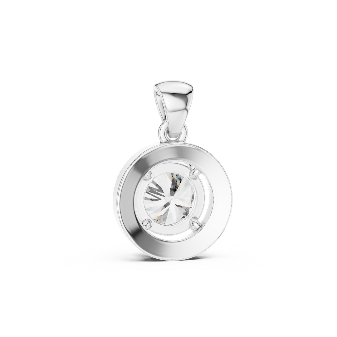 Halo Radiance Round Solitaire Diamond Necklace