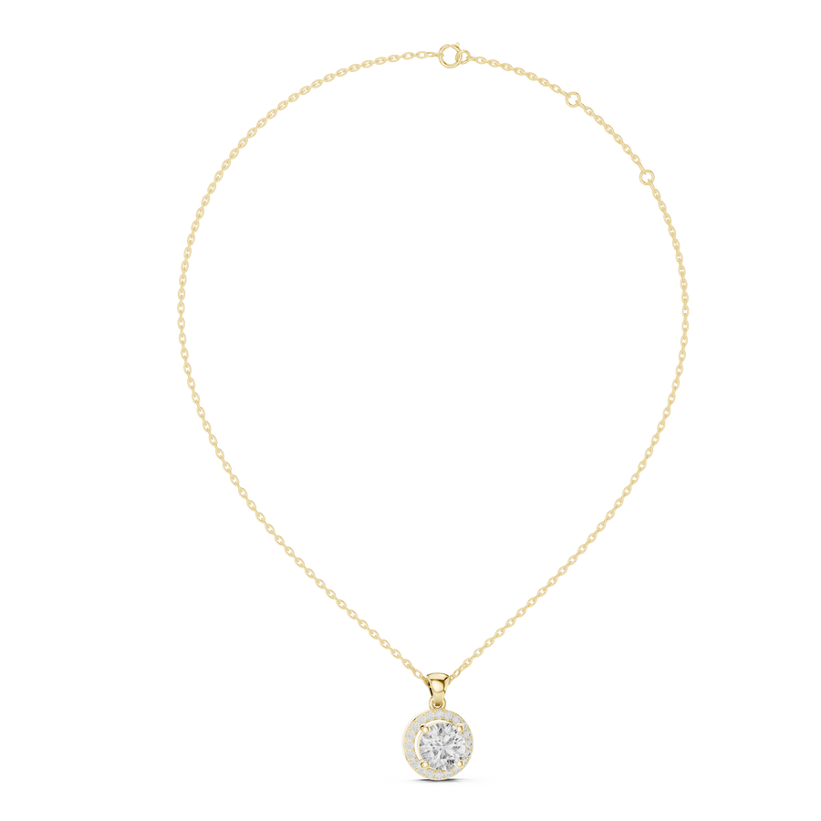 Halo Radiance Round Solitaire Diamond Necklace