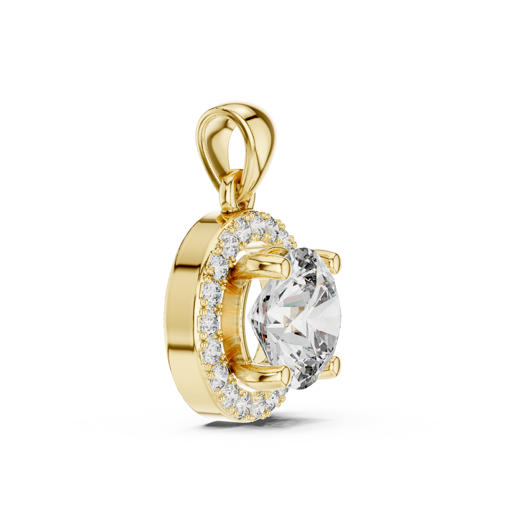 Halo Radiance Round Solitaire Diamond Necklace