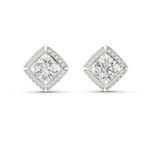 Load image into Gallery viewer, Diamond Cushion Halo Solitaire Studs
