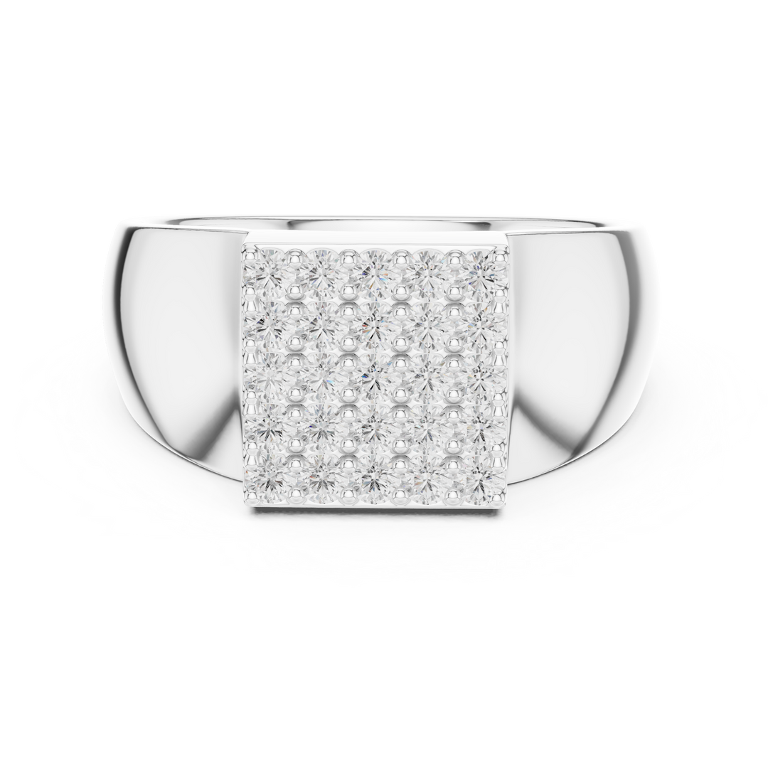 Rectangular Pavé Signet Mens Ring — 0.45ct