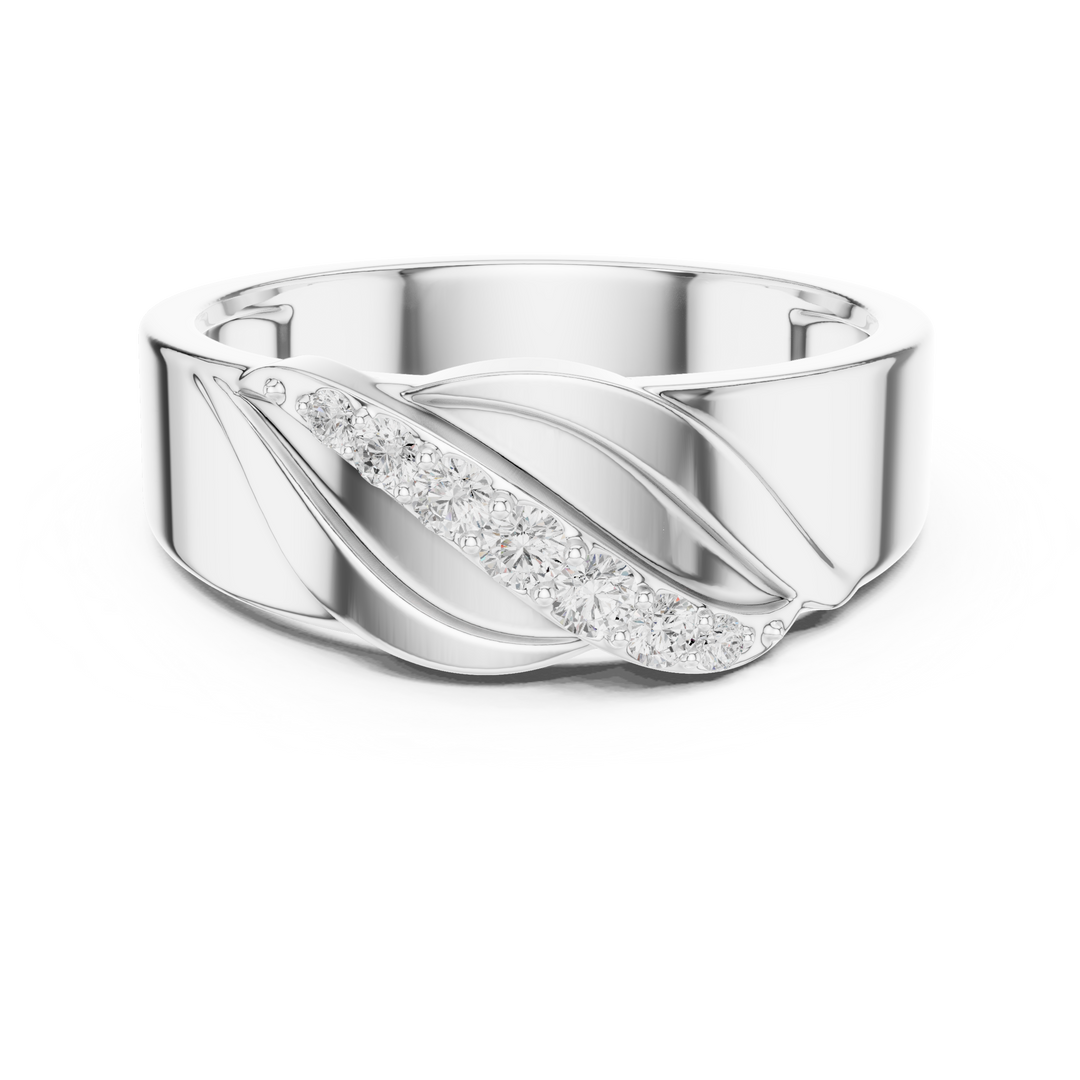 Graduated Diagonal Mens Ring — 0.14ct