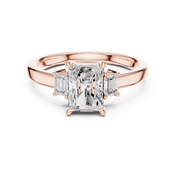 Dualité 1.50ct Radiant Diamond Ring with Emerald Accents