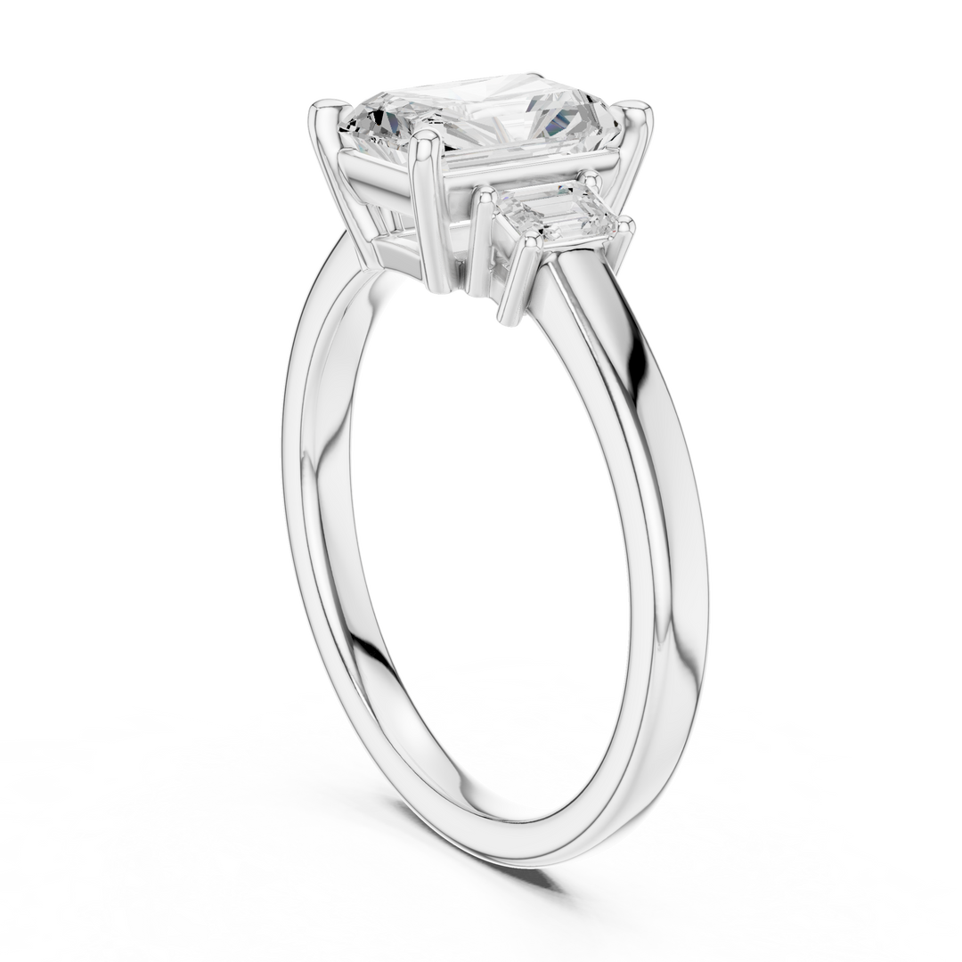 Dualité 1.50ct Radiant Diamond Ring with Emerald Accents