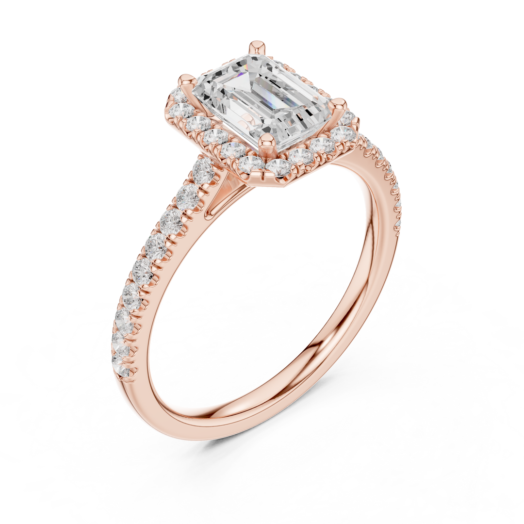 Solitaire Emerald Cut Diamond Accent Ring