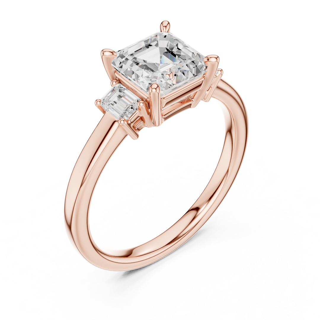 Versailles Asscher Three-Stone Diamond Ring