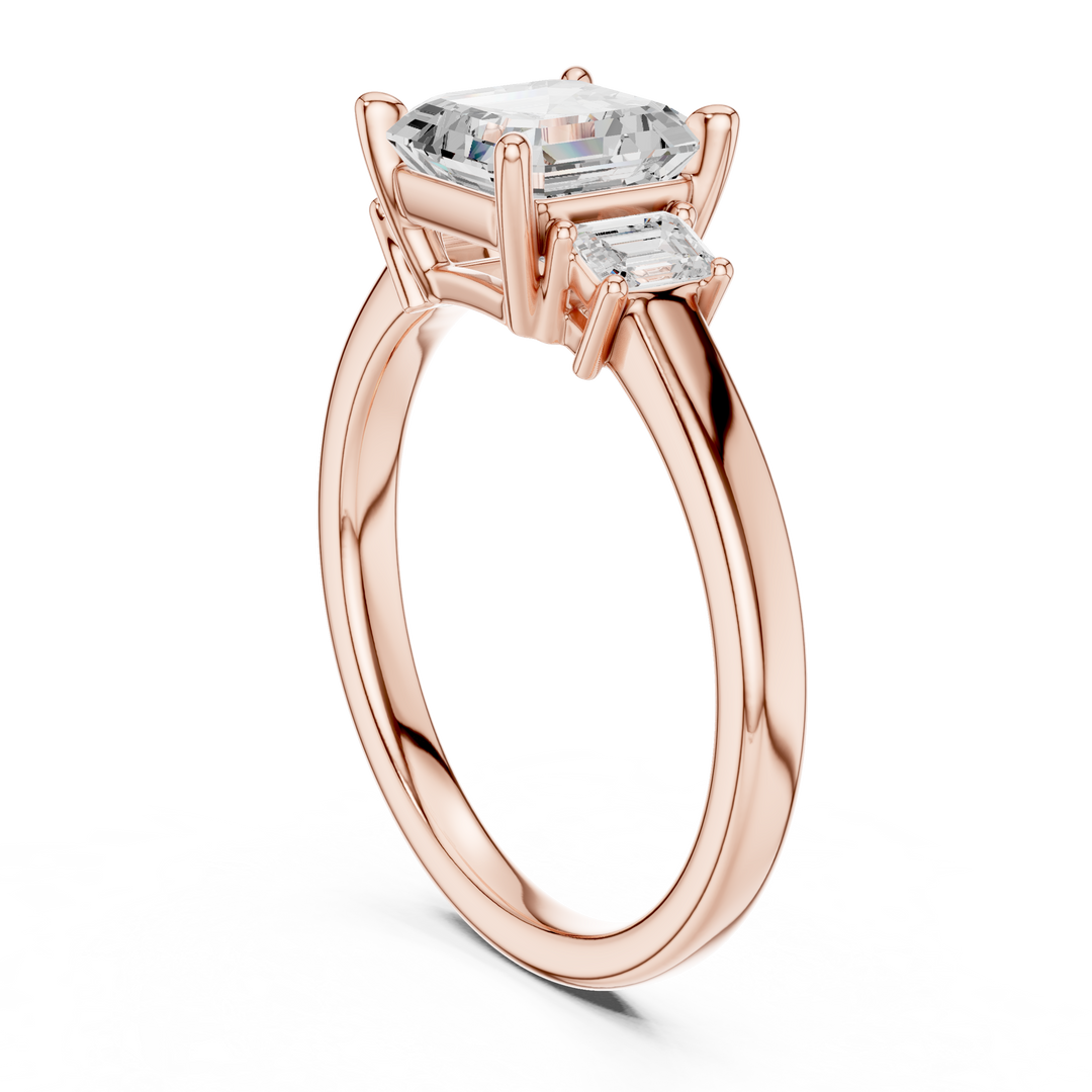 Versailles Asscher Three-Stone Diamond Ring