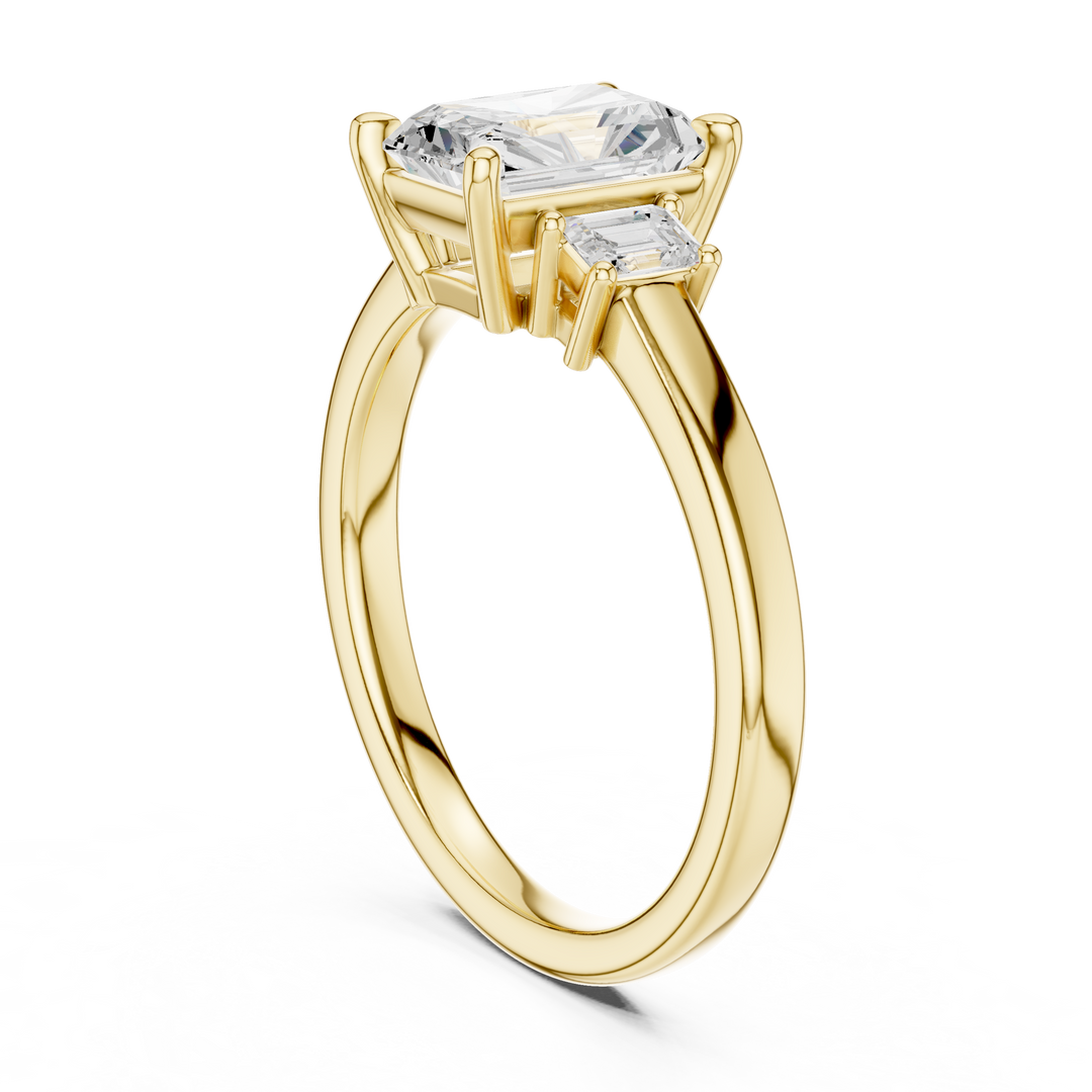 Dualité 1.50ct Radiant Diamond Ring with Emerald Accents