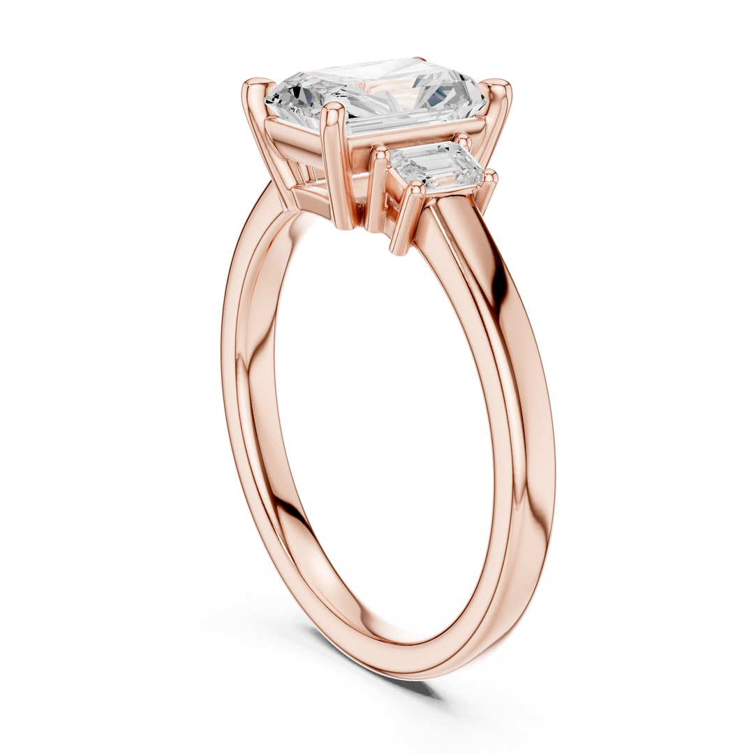 Dualité 1.50ct Radiant Diamond Ring with Emerald Accents