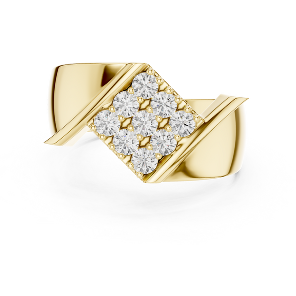 Collet Grid Signet Mens Ring — 0.45ct